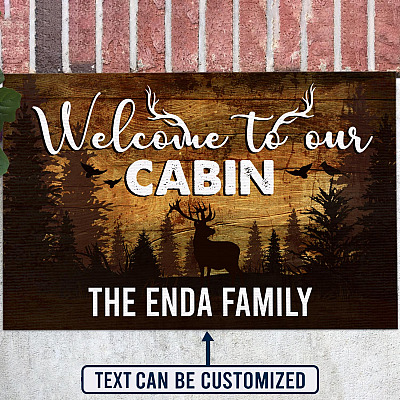Alternative view of Personalized Welcome to Our Cabin Doormat - Outdoor Indoor Doormat