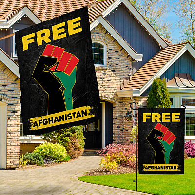 Alternative view of Save Free Afghanistan Pray For Kabul Afghanistan Flag - Afghanistan Against Taliban Garden Flag - House Flag