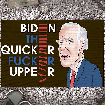 Alternative view of Funny Anti Biden Entrance Indoor Outdoor Decorative Doormat - Biden The Quicker Fucker Upper Doormat