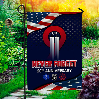 9/11 Never 20 Anniversary Decorative Garden Flag - Indoor Outdoor Flag - House Flag - September 11 Anniversary Flag