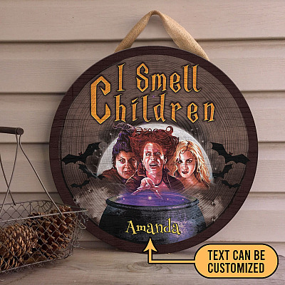 Personalized Halloween Sign I Smell Children Wooden Door Sign - Hocus Pocus Sign