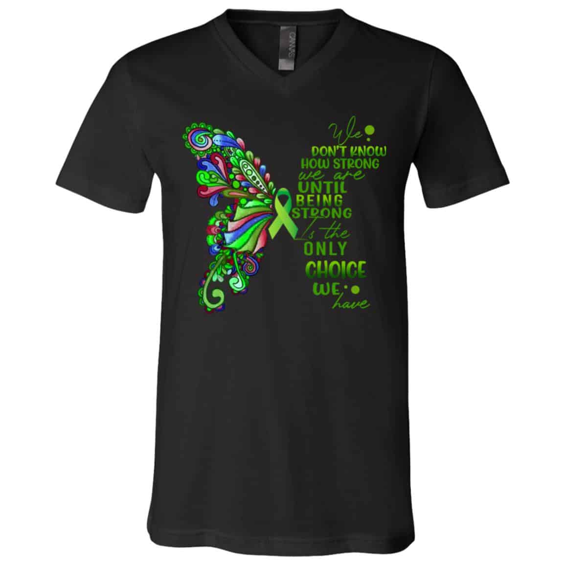 butterfly, Black, V-Neck T-Shirt