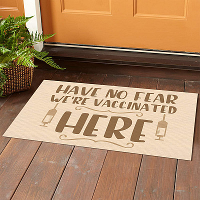 Alternative view of Have No Fear We're Vaccinated Here Outdoor Indoor Doormat - Vaccine Front Door Entryway Door Mat Entrance Rug