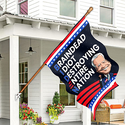 Alternative view of Biden Braindead Idiot Destroying Entire Nation Decorative Garden Flag - House Flag - Wall Flag