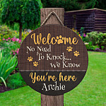 10VT. Dog Welcome No Need To Knock (Sample Design) Door Sign Mockup 2