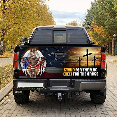 Alternative view of Stand For The Flag Kneel For The Cross Christian Jesus Patriotic Truck Tailgate Decal Sticker Wrap - Bumper Sticker For Car