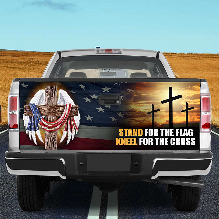 "Stand For The Flag Kneel For The Cross" Patriotic Vinyl Decal – Made In USA, Oracal Quality
