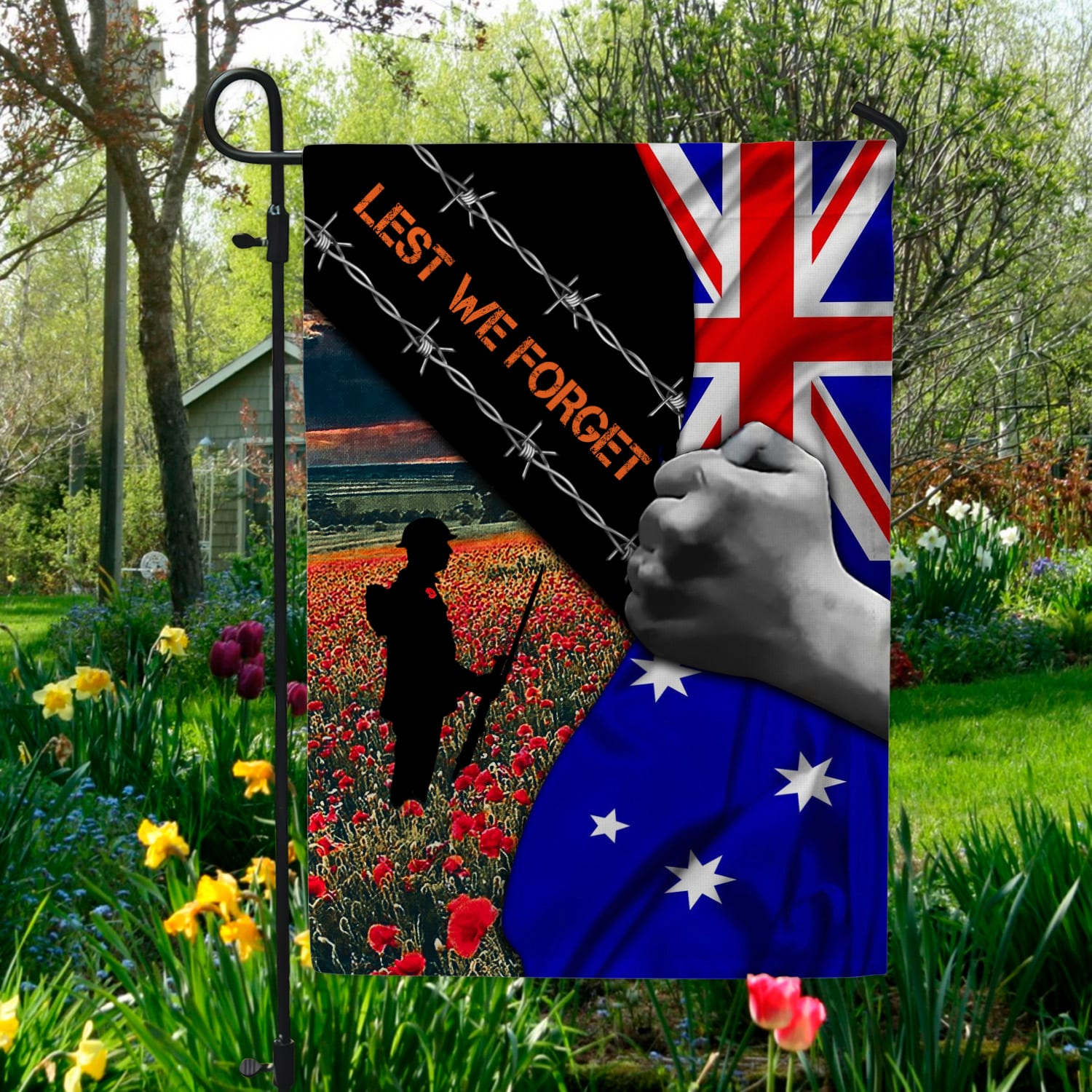 4KT. Lest We Forget Australia 30x40 Garden Flag Mockup 5