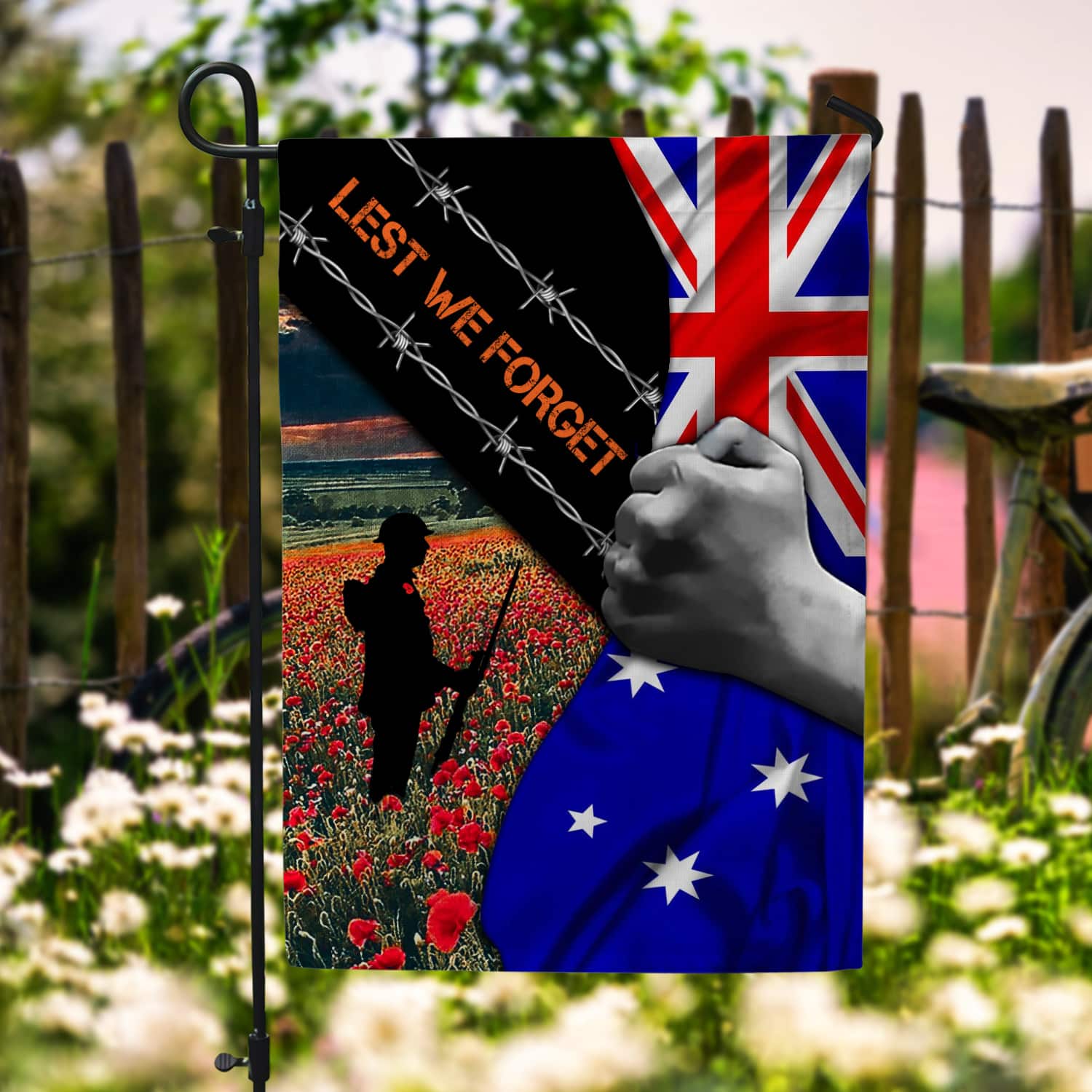 4KT. Lest We Forget Australia 30x40 Garden Flag Mockup 6