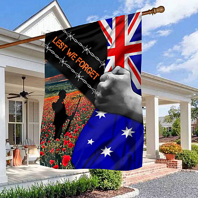 Remembrance Day Lets We Forget Poppy Australia Decorative Garden Flag - Lest We Forget Memorial Day Veterans Australia Flag