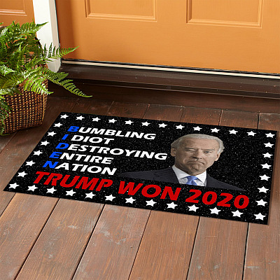Alternative view of Biden Bumbling Idiot Destroying Entire Nation Trump Won 2020 Decorative Doormat - Funny Anti Biden Welcome Mat