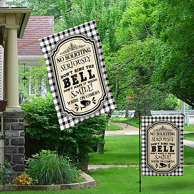 Alternative view of No Soliciting Don't Ring The Bell You're On Camera Garden Flag - House Flag - No Soliciting Flag