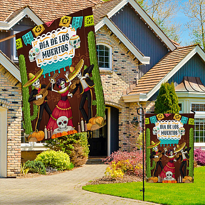 Alternative view of Dia De Los Muertos Party Garden Flag - House Flag - Wall Flag - Halloween Flag