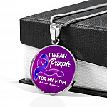 I Wear Purple For My Mom Alzheimer Awareness Luxury Circle Pendant Necklace