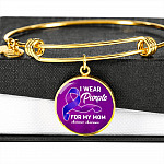 I Wear Purple For My Mom Alzheimer Awareness Luxury Circle Pendant Necklace