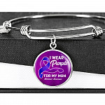 I Wear Purple For My Mom Alzheimer Awareness Luxury Circle Pendant Necklace