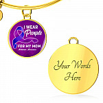 I Wear Purple For My Mom Alzheimer Awareness Luxury Circle Pendant Necklace