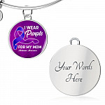 I Wear Purple For My Mom Alzheimer Awareness Luxury Circle Pendant Necklace