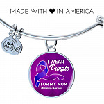 I Wear Purple For My Mom Alzheimer Awareness Luxury Circle Pendant Necklace