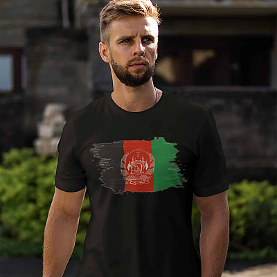 Alternative view of Afghan Flag T-shirt - V-neck Tee - Vintage Afghanistan Flag Shirt - Free Afghanistan T-shirt