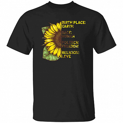 Birthplace Earth Race Human, Black, Unisex T-Shirt