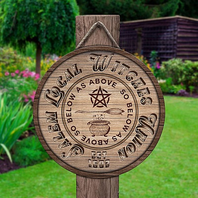 Alternative view of Salem Local Witches Union So Belove As Above Est 1692 Circle Wooden Door Sign - Front Porch Sign Decor