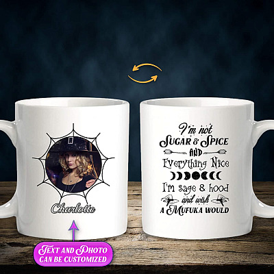 Alternative view of Custom Photo I'm Not Sugar And Spice Halloween Witch Coffee Mug - Personalized Best Friend Travel Bottle