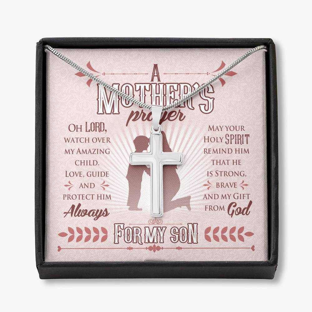 A Mother's Prayer Oh Lord Watch Over My Amazing Child Love Guide And Protect Him Artisan Crafted Cross Necklace - Artisan Crafted Cross Necklace