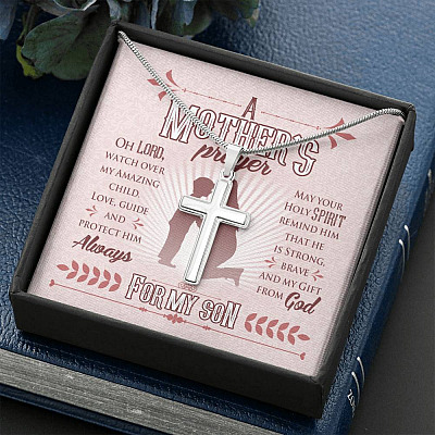 A Mother's Prayer Oh Lord Watch Over My Amazing Child Love Guide And Protect Him Artisan Crafted Cross Necklace