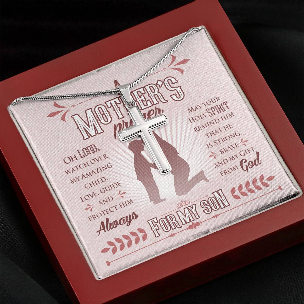 A Mother's Prayer Oh Lord Watch Over My Amazing Child Love Guide And Protect Him Artisan Crafted Cross Necklace