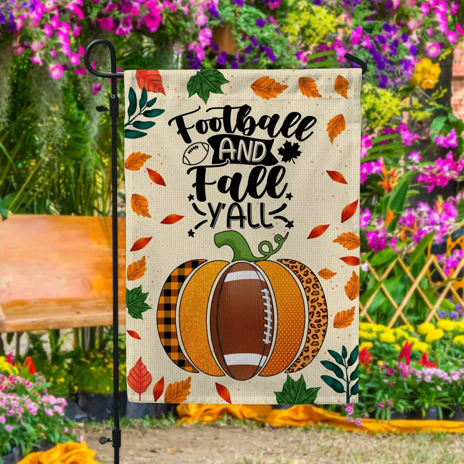 15 HG. Football and Fall-30x40 Garden Flag Mockup 4