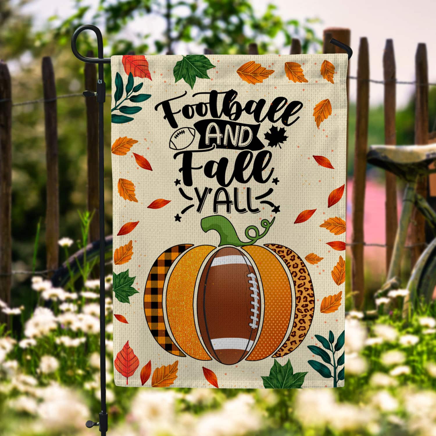 15 HG. Football and Fall-30x40 Garden Flag Mockup 6