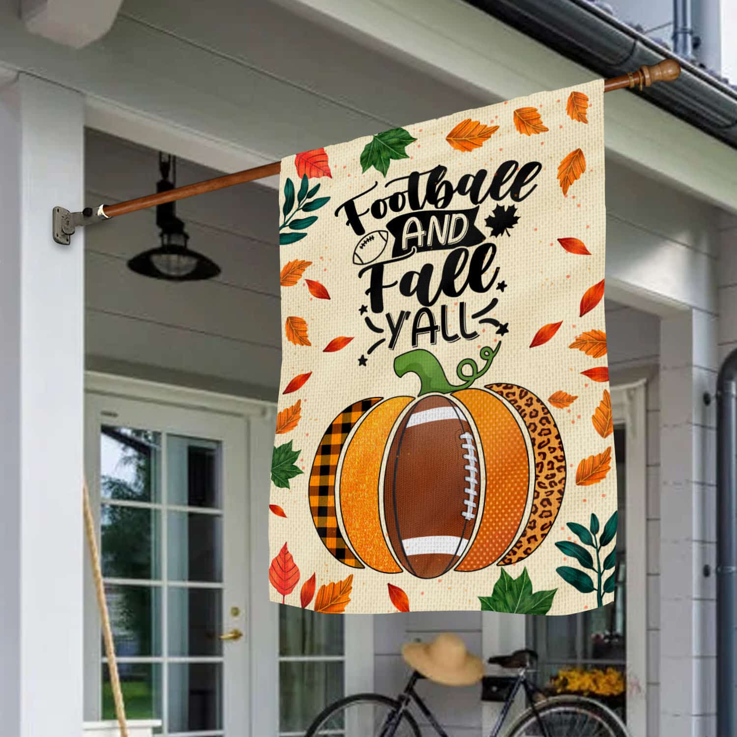 15 HG. Football and Fall-30x40 House Flag Mockup 1