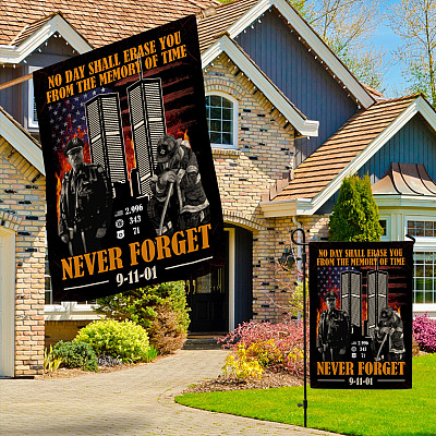 Alternative view of No Day Shall Erase You From The Memory Of Time Never Forget 9/11/2001 Decorative Garden Flag - Indoor Outdoor Flag - House Flag