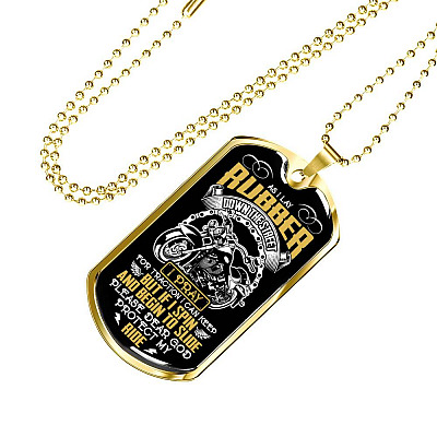 As I Lay Rubber Down The Street I Pray For Traction I Can Keep Bikers Racing Dog Tag Pendant Necklace