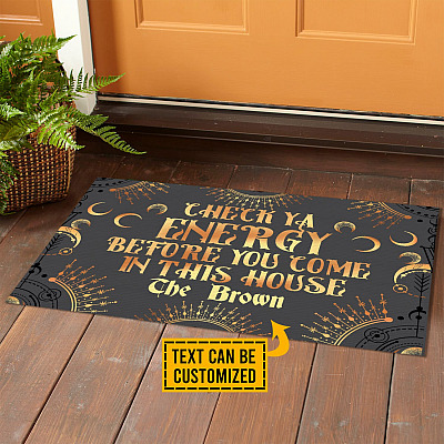 Alternative view of Custom Family Name Check Ya Energy Before You Come In This House Witch House Doormat - Outdoor Doormat