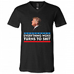 Everything Woke Turns Tshirt, Black, V-Neck T-Shirt Everything Woke Turns Tshirt, Black, V-Neck T-Shirt