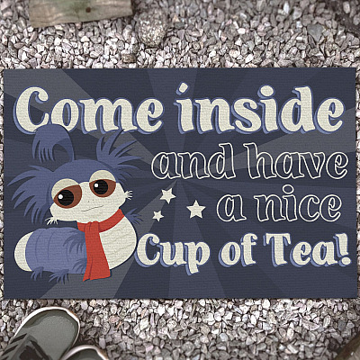 Come Inside and Have a Nice Cup of Tea - Laby-Rinth Movie Funny Decorative Doormat - William The Worm Welcome Mat