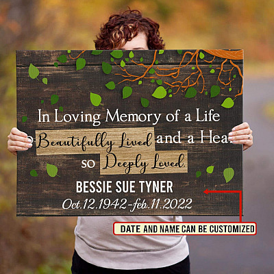 Alternative view of Personalized Name In-Loving-Memory Of A Beautifully Lived Life Canvas Prints - Wall Art - Poster
