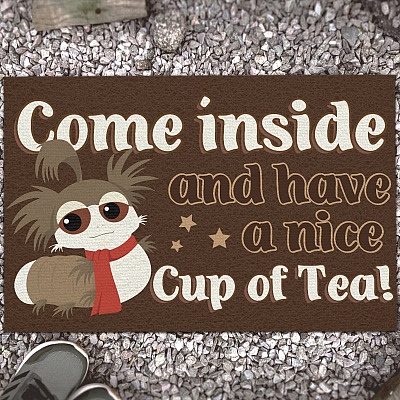 Come Inside and Have a Nice Cup of Tea - LabyRinth Funny Decorative Doormat - Vintage William The Worm Welcome Mat