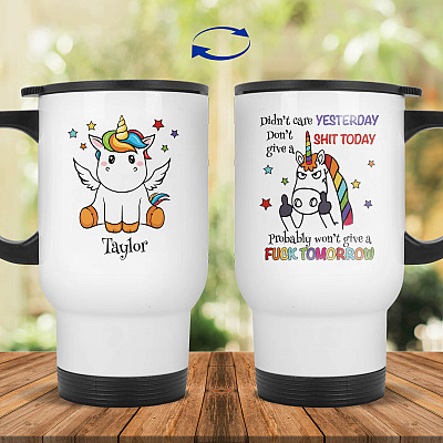 14 oz. White Travel Mug