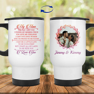 14 oz. White Travel Mug