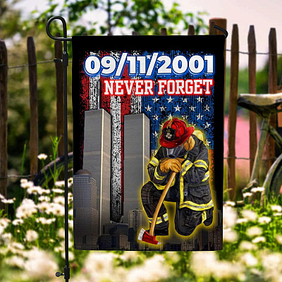 9/11/2001 Never Forget Garden Flag - 911 Firefighter Memorial House Flag - 343 Firefighter Garden Flag