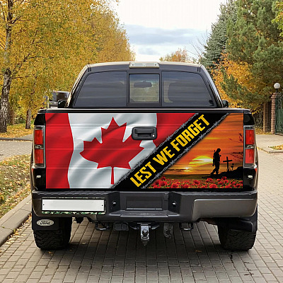 Lest We Forget Red Poppy Flower Remembrance Day Truck Tailgate Decal Sticker Wrap - Vinyl Graphic Decal Bumper Sticker