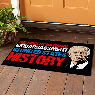 Alternative view of Joe Biden The Biggest National Embarrassment In United States History Outdoor Indoor Doormat - Funny Joe Biden Doormat