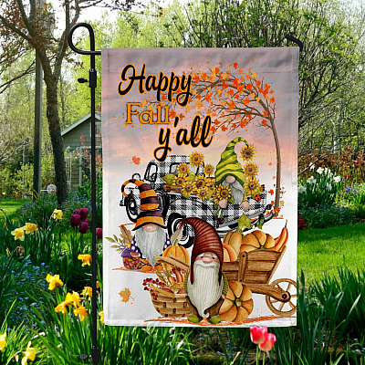 Happy Fall Yall Thanksgiving Gnome Garden Flag - House Flag - Happy Fall Yall Flag