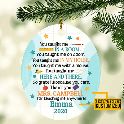 Alternative view of Personalized Name You Taught Me in a Room Taught Me Online Decorative Christmas Oval Ornament