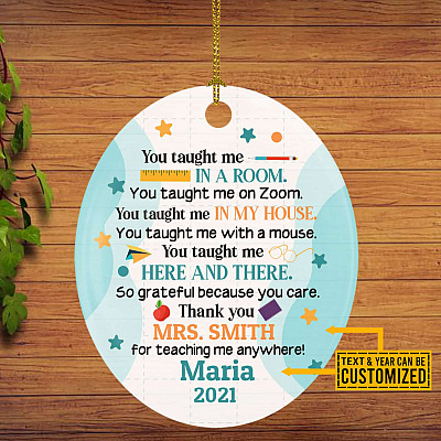 Personalized Name You Taught Me in a Room Taught Me Online Decorative Christmas Oval Ornament