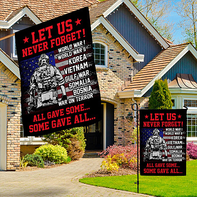 Alternative view of Let Us Never Forget All Gave Some Some Gave All Patriotic Veterans Day Decorative Garden Flag - House Flag - Wall Flag
