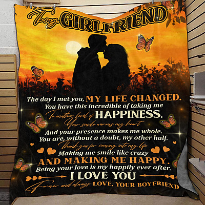Butterfly To My Girlfriend Blanket - The Day I Met You My Life Changed Fleece Blanket - Mink Blanket